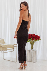 Luna Magic Lace Overlay Maxi Dress Black